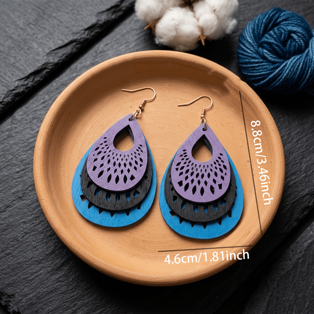 Women's Bohemian Multi-Layer Hollow Water Drop Earrings